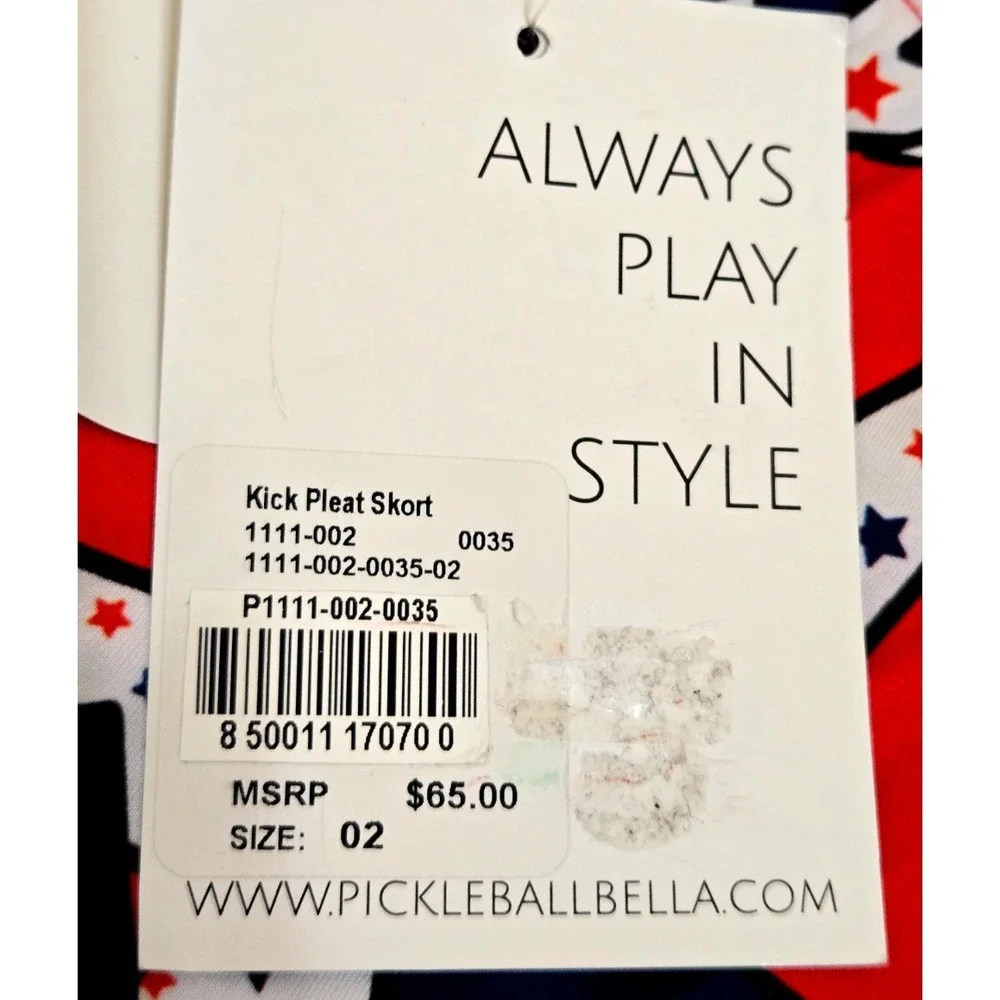 Pickleball Bella Drop Pleat Skort Women's 2 Red/White/Blue NWT
